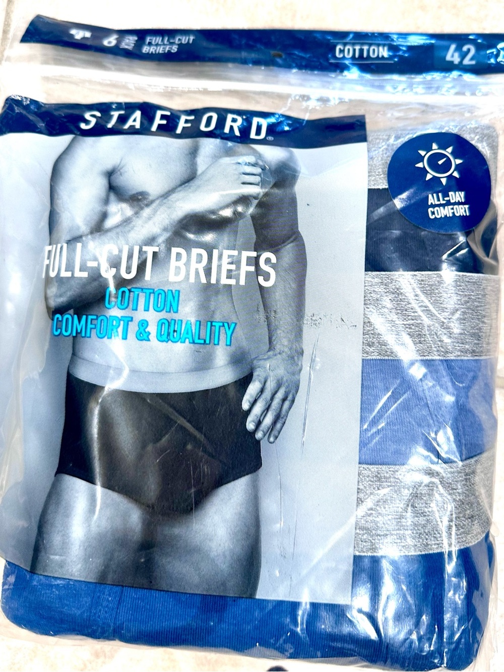 Stafford Men's Full-Cut Briefs – Blue & Gray Stripes